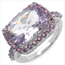 Exclusiver Rosa Amethyst-Rhodolith-Ring-Silber-Rhodiniert-7,52Karat-31Edelsteine