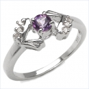 Diamant/Amethyst-Ring-925 Sterling Silber Rhodiniert 0,31 Karat