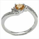 Edler Diamant/Citrin-Ring-925 Sterling Silber Rhodin.-0,47Karat