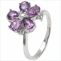 Preview: Blume-Amethyst-Ring-925 Sterling Silber Rhod.2,00 Karat