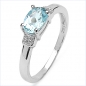 Preview: Feiner Diamant/Blautopas-Ring-925 Sterl.Silber Rhodin.-1,04 Karat