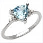 Preview: Edler Diamant / Blue Topas- Ring - 925 Sterling Silber-Rhodiniert in 1,31 Karat