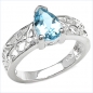 Preview: Königlicher Blau Topas-Ring-925/Silber-Rhod.1,30 Karat