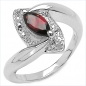 Preview: Diamant/Granat-Ring-925 Sterling Silber Rhodiniert-0,86 Karat