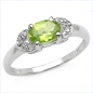 Preview: Edler Diamant/Peridot-Ring-925 Sterling Silb.-Rhodiniert-0,87 Karat