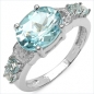 Preview: Exotischer Diamant/Blautopas-Ring-925Sil.Rhod.3,77Karat