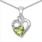 Preview: Collier/Kette mit Herz-Anhänger Peridot 925 Silber/Rh.-0,45 Karat