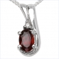Preview: Collier/Kette mit Diamant/Granat-Anhänger 925 Silber Rhod.-0,66 Karat