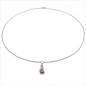 Preview: Collier/ Halskette mit 3 Diamanten/Granat-Anhänger-Silber Rh.