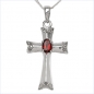 Preview: Collier/ Halskette mit Kreuz-Anhänger Diamanten/Granat-0,71 Karat