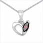 Preview: Collier/Kette mit Granat Herz-Anhänger 925 Silber Rhodiniert