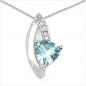 Preview: Collier/ Halskette mit 5 Diamanten/ Blautopas-Anhänger-0,53 Karat