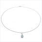 Preview: Collier/Kette mit Diamant/BlauTopas-Anhänger 925 Silber 0,66 Karat