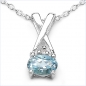 Preview: Collier/Kette mit Diamant/BlauTopas-Anhänger 925 Silber 0,66 Karat