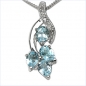 Preview: Collier/Kette mit Diamant/Blau-Topas-Anhänger 925 Silb.1,42 Karat