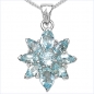 Preview: Collier/Halskette m.Blautopas-Anhänger-3,00 Karat-Silber Rh.