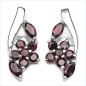 Preview: Bezaubernde Granat Blumen-Ohrringe-925 Sterling Silber-Rhodiniert-1,08 Karat