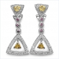 Preview: Edle Citrin-Rubin-Zirkonia-Ohrringe 925 Silber-Rhodiniert 1,42 Karat