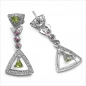 Preview: Edle Peridot-Rubin-Zirkonia-Ohrringe 925 Silber-Rhodiniert 1,42 Karat