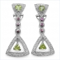 Preview: Edle Peridot-Rubin-Zirkonia-Ohrringe 925 Silber-Rhodiniert 1,42 Karat