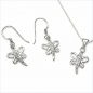 Preview: Schmetterling-Collier/Kette/Ohrringe mit Zirkonia-Silber