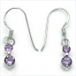 Preview: Ohrringe/Ohrhaken 1,20 Karat Amethyst-925 Silber Rhodiniert