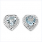 Preview: Ohrstecker Blautopas-Herz-925 Sterling Silber-Rhodiniert-1,60 Karat