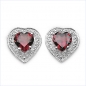 Preview: Ohrstecker Herz-Sterling Silber-Rhodiniert-mit Granat-1,60 Karat