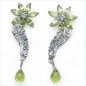Preview: Ohrringe Blume Peridot,Blau-u.Weiß Topas-925 Silber Rhod.-3,34 Karat