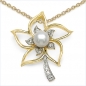 Preview: Collier/Kette mit Perle/Zirkonia-Anhänger Silb-vergold.1,12 Karat