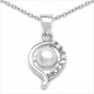 Preview: Collier Süßwasser-Perle und Zirkonia 925-Silber Rhodiniert