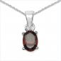 Preview: Collier/Kette mit ovalen Granat-Anhänger 925-Silber Rhod.-1,00 Karat