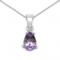 Preview: Collier/Kette mit Tropfen-Anhänger Amethyst 925 Silber-0,75 Karat