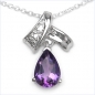 Preview: Collier/Kette m.Herz-Anhänger Amethyst-Silber-Rhodiniert-1,10 Karat