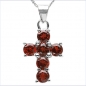 Preview: Collier/Kette Anhänger Granat-Kreuz-Anhänger-925-Silber-2,10 Karat