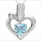 Preview: Collier/Kette m.Blautopas-Herz Anhänger 925-Silber Rhod.1,25 Karat