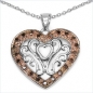 Preview: Collier/Herz-Anhänger 21 seltene rote Diamanten-Silber