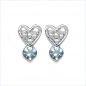 Preview: Ohrstecker Herz mit Aquamarin-925 St.Silber-Rhodiniert-0,50 Karat