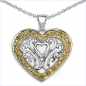 Preview: Collier/Herz-Anhänger 21 seltene gelbe Diamanten-Silber