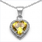 Preview: Collier/Kette Sonnengelben-Zirkonia-Herz-Anhänger-925 Silber-4,90 Karat