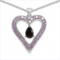 Preview: Collier/Kette mit großem Granat/Pink Zirkonia-Herz-Anhänger 2,02 Karat