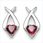 Preview: Ohrringe/Stecker Granat-Herzen Silber Rhod.-3,40 Karat