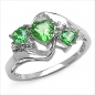 Preview: Herzen Diamant/Zirkonia-Ring-925 Sterling Silber Rhod.