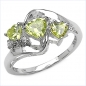 Preview: Herzen Diamant/Peridot-Ring-925 Sterling Silber Rhod.1,24Karat