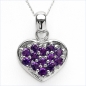 Preview: Collier/Kette Anhänger Herz m.13 Amethysten-925 Silber