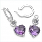 Preview: Collier/Kette mit Amethyst/Tansanit/Weißtopas-Herz-Anhänger 3,68 Karat