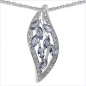 Preview: Collier/Kette echte Edelsteine-Tansanit-Blatt-Anhänger Silber-1,20 Karat