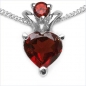 Preview: Collier/Kette mit Herz-Anhänger Granat-Silber-Rhodiniert,1,37 Karat