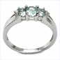 Preview: Edler Diamant/Blau-Topas-Ring-925 Sterling Silber Rhod.-1,02 Karat