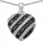 Preview: Collier/Kette mit Saphir/Weißtopas-Herz Anhänger 925-Silber Rhodiniert-1,67Karat